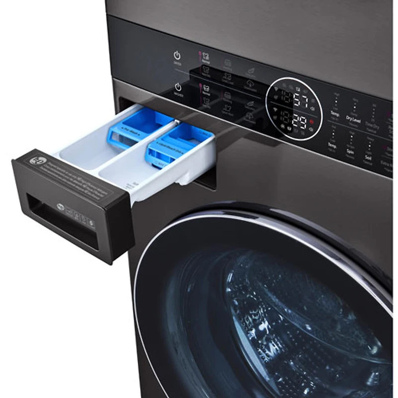 LG WashTower 5.2 Cu. Ft. HE Steam Washer & 7.4 Cu. Ft. Dryer Laundry Centre (WKGX201HBA) - Black Stainless