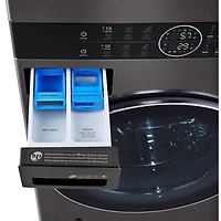 LG WashTower 5.2 Cu. Ft. HE Steam Washer & 7.4 Cu. Ft. Dryer Laundry Centre (WKGX201HBA) - Black Stainless