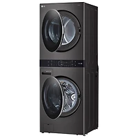 LG WashTower 5.2 Cu. Ft. HE Steam Washer & 7.4 Cu. Ft. Dryer Laundry Centre (WKGX201HBA) - Black Stainless