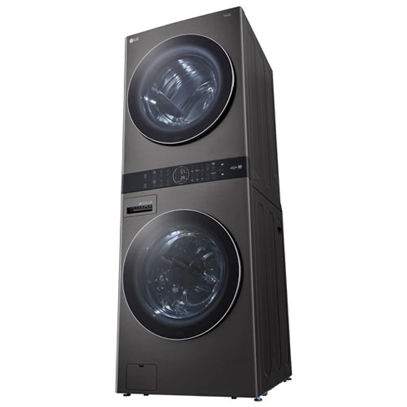 LG WashTower 5.2 Cu. Ft. HE Steam Washer & 7.4 Cu. Ft. Dryer Laundry Centre (WKGX201HBA) - Black Stainless