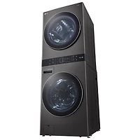 LG WashTower 5.2 Cu. Ft. HE Steam Washer & 7.4 Cu. Ft. Dryer Laundry Centre (WKGX201HBA) - Black Stainless
