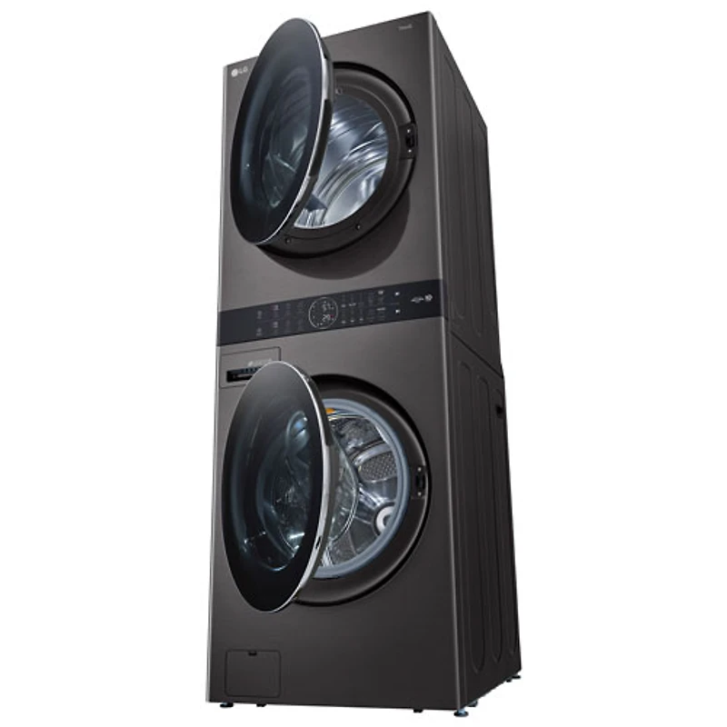 LG WashTower 5.2 Cu. Ft. HE Steam Washer & 7.4 Cu. Ft. Dryer Laundry Centre (WKGX201HBA) - Black Stainless