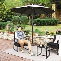 Songmics 3-Piece Resin Wicker Bistro Set - Black