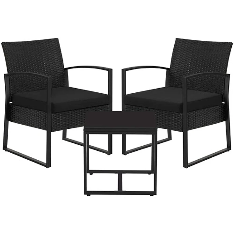 Songmics 3-Piece Resin Wicker Bistro Set - Black