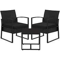 Songmics 3-Piece Resin Wicker Bistro Set - Black
