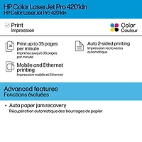 Imprimante laser couleur sans fil LaserJet Pro 4201DN de HP