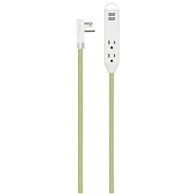 Insignia 6 ft. 3-Outlet 2-USB Power Strip - Green - Only at Best Buy
