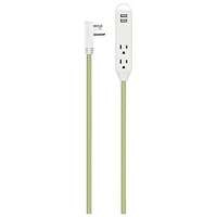 Insignia 6 ft. 3-Outlet 2-USB Power Strip - Green - Only at Best Buy