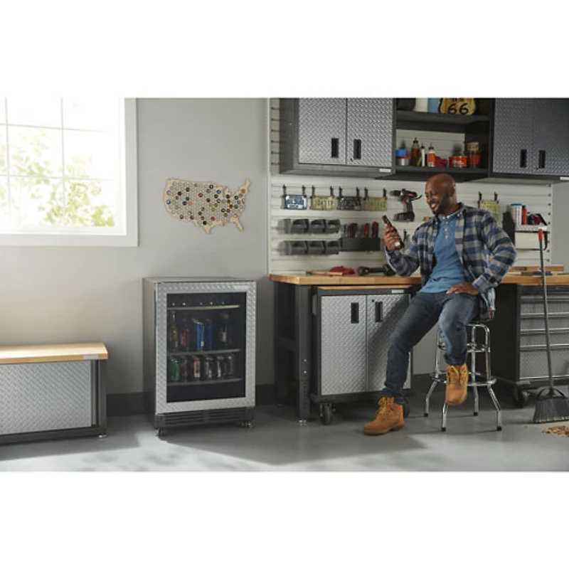 Gladiator Heavy Duty Welded Steel Modular GearBox Cabinet (GAGB272DLG) - Silver Tread