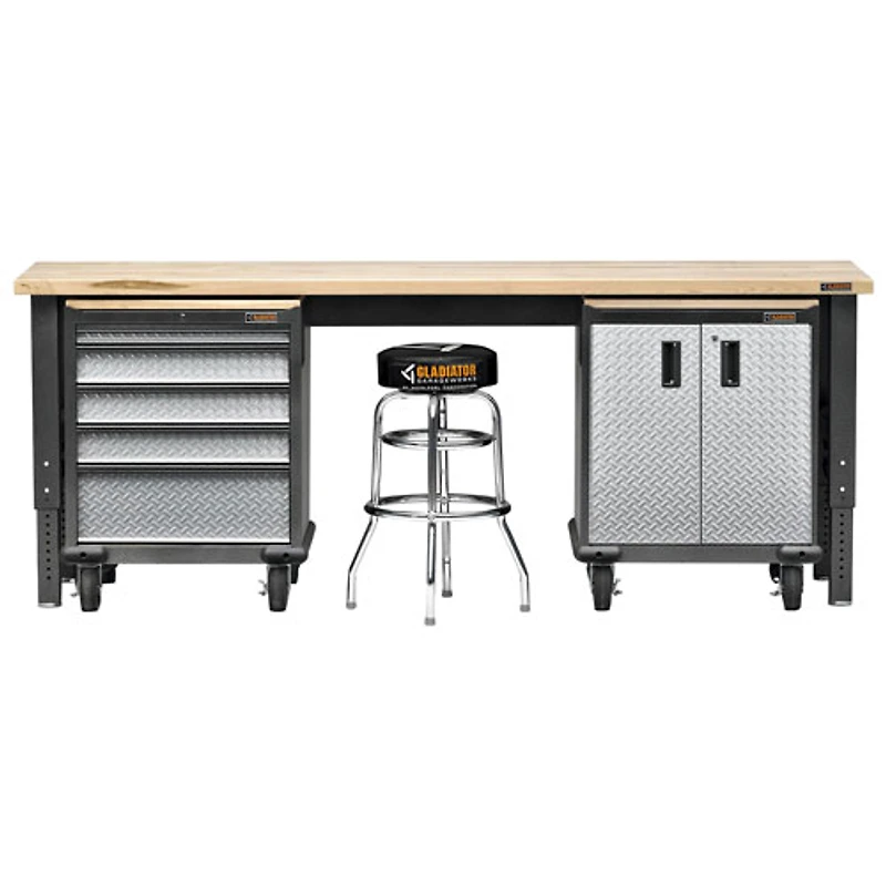 Gladiator Heavy Duty Welded Steel Modular GearBox Cabinet (GAGB272DLG) - Silver Tread