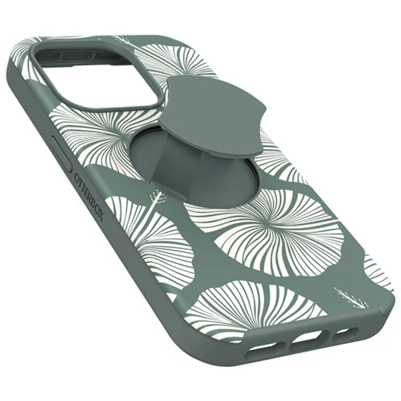 OtterBox OtterGrip Symmetry Fitted Hard Shell Case with MagSafe for iPhone 15 Pro - Green Leaf