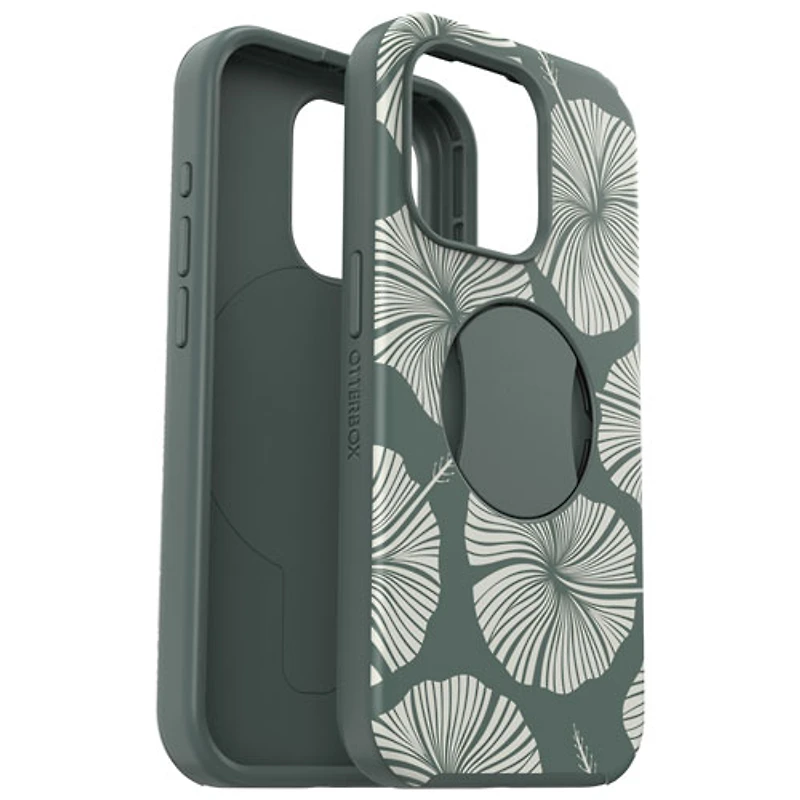 OtterBox OtterGrip Symmetry Fitted Hard Shell Case with MagSafe for iPhone 15 Pro - Green Leaf
