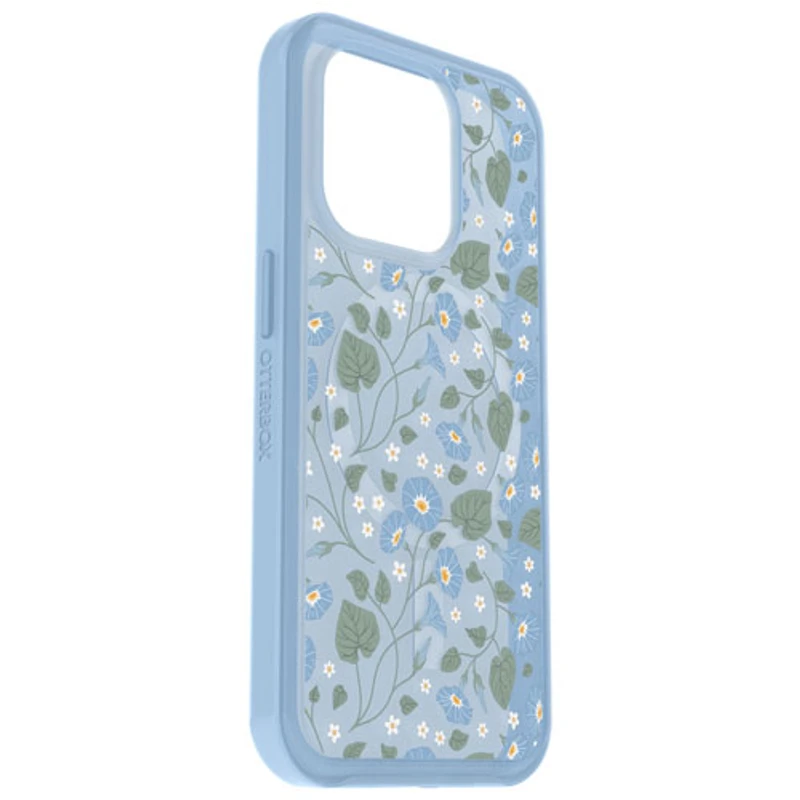 Étui rigide ajusté Symmetry d'OtterBox pour iPhone 15 Pro - Bleu/Floral