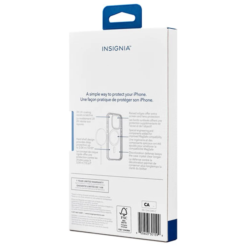 Étui rigide ajusté d'Insignia avec MagSafe pour iPhone 15 - Transparent