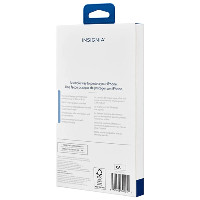 Étui rigide ajusté d'Insignia pour iPhone 15 - Transparent