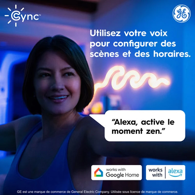 Bande lumineuse intelligente à effets dynamiques en forme de néon de 3 m (10 pi) Cync de GE