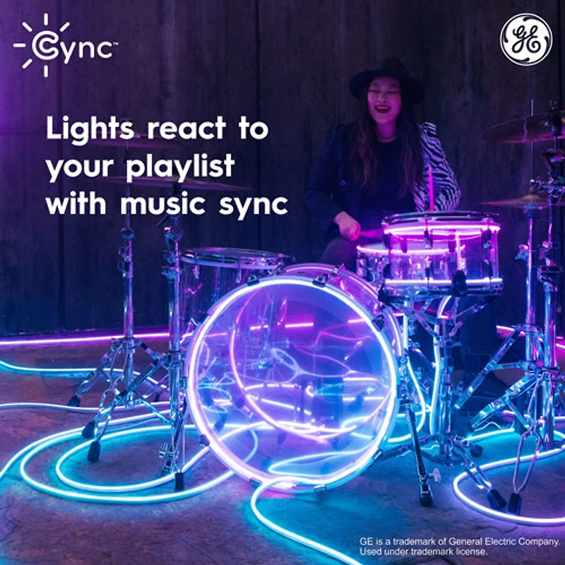Bande lumineuse intelligente à effets dynamiques en forme de néon de 3 m (10 pi) Cync de GE