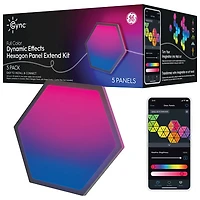 Panneaux lumineux hexagonaux à effets dynamiques Cync de GE - Trousse d'extension - 5 panneaux