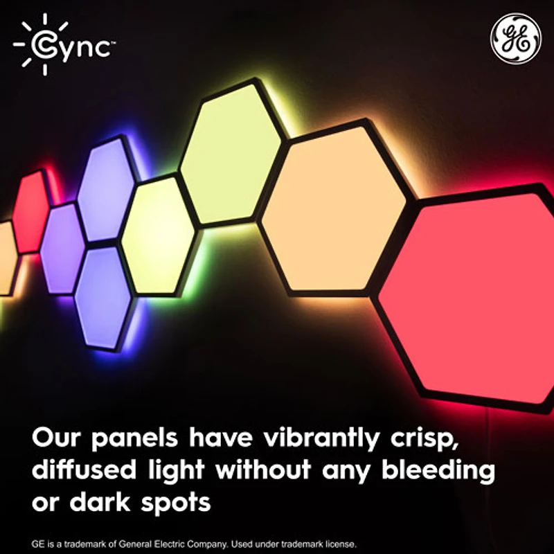 Panneaux lumineux hexagonaux à effets dynamiques Cync de GE - Trousse d'extension - 5 panneaux