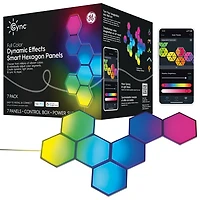 Panneaux lumineux hexagonaux à effets dynamiques Cync de GE - Trousse intelligente - 7 panneaux