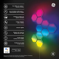Panneaux lumineux hexagonaux à effets dynamiques Cync de GE - Trousse intelligente - 7 panneaux