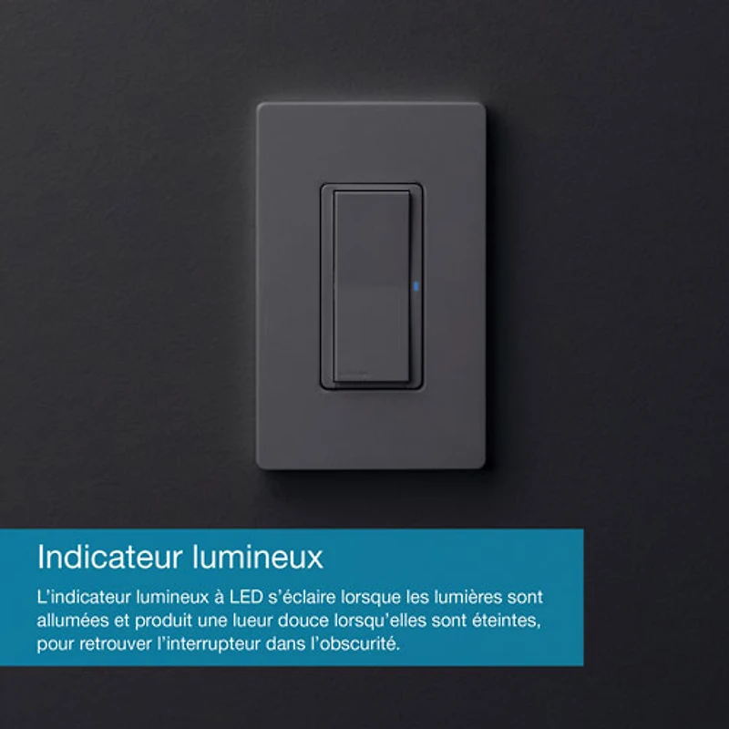 Interrupteur intelligent Claro de Lutron pour éclairage intelligent Caséta (DVRF-5NS-WH-RC)