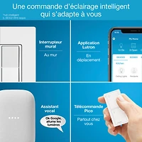 Interrupteur intelligent Claro de Lutron pour éclairage intelligent Caséta (DVRF-5NS-WH-RC)