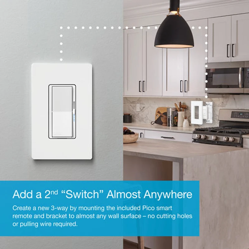 Trousse de départ à gradateur intelligent Diva de Lutron pour éclairage intelligent Caséta (DVRF-BDG-1D-C)