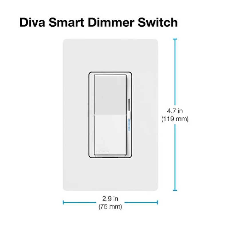 Trousse de départ à gradateur intelligent Diva de Lutron pour éclairage intelligent Caséta (DVRF-BDG-1D-C)