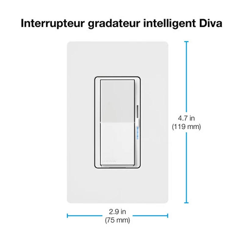 Trousse de départ à gradateur intelligent Diva de Lutron pour éclairage intelligent Caséta (DVRF-BDG-1D-C)