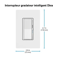 Trousse de départ à gradateur intelligent Diva de Lutron pour éclairage intelligent Caséta (DVRF-BDG-1D-C)