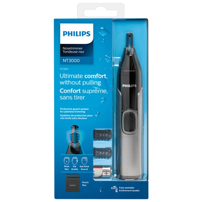 Tondeuse à usage sec/humide pour nez, oreilles et sourcils de Philips (NT3650/26)