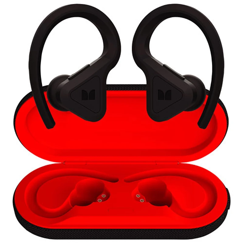 Écouteurs boutons 100 % sans fil à suppression active du bruit DNA Fit de Monster - Noir/Rouge