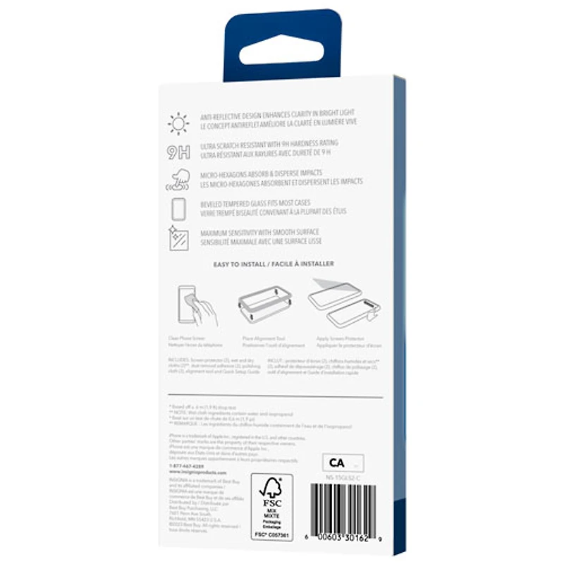 Insignia Anti-Reflective Glass Screen Protector For iPhone 15 - 2 Pack - Only at Best Buy