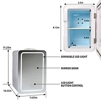Koolatron 0.21 Cu. Ft. Freestanding Mini Fridge with Lighted Makeup Mirror (COSM06) - Silver