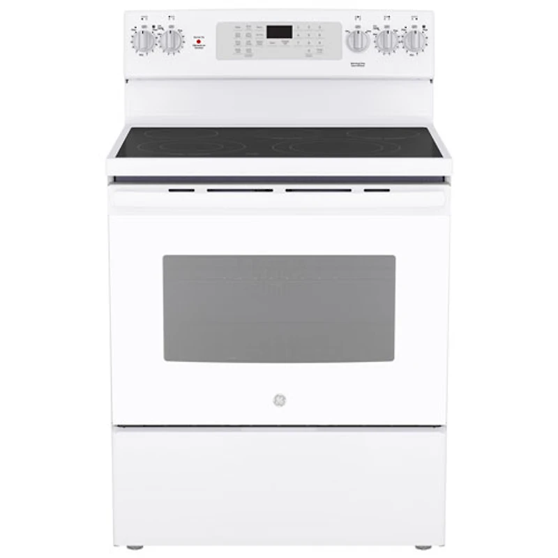 GE 30" 5.0 Cu. Ft. True Convection 5-Element Freestanding Electric Air Fry Range (JCB840DVWW) - White