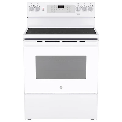 GE 30" 5.0 Cu. Ft. True Convection 5-Element Freestanding Electric Air Fry Range (JCB840DVWW) - White
