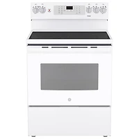 GE 30" 5.0 Cu. Ft. True Convection 5-Element Freestanding Electric Air Fry Range (JCB840DVWW) - White