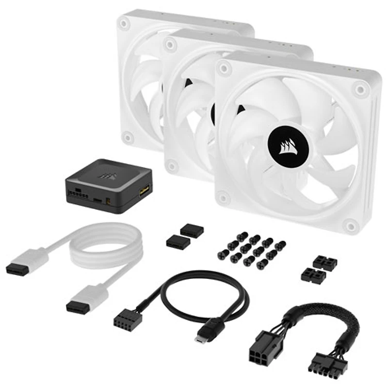 Corsair iCUE Link QX120 RGB 120mm PWM Triple Fans Starter Kit - White