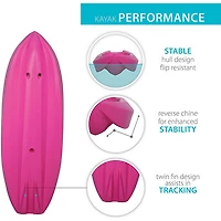 Kayak de 6 pi pour jeunes Wave avec pagaie de Lifetime - Rose