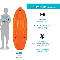 Lifetime Wave 6 ft. Youth Kayak with Paddle - Orange