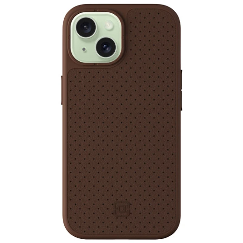 Incipio Cru Leather Fitted Hard Shell Case with MagSafe for iPhone 16e/15/14/13 - Brown - Only at Best Buy