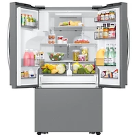 Réfrigérateur à deux portes à profondeur de comptoir SpaceMax de 25,5 pi³ et 36 po avec distributeur d'eau et de glaçons de Samsung (RF27CG5400SRAA) - Inox