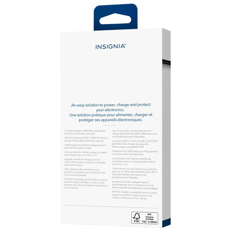 Insignia 12-Outlet Surge Protector with USB-A/USB-C Ports - Only at Best Buy
