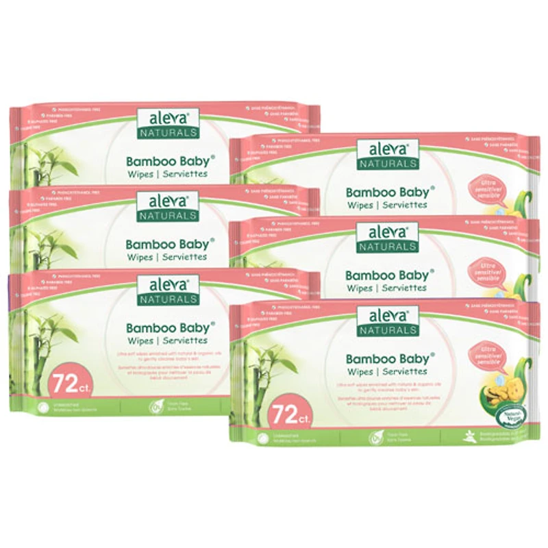 Lingettes en bambou peau sensible pour bébé d'Aleva Naturals - 432 lingettes