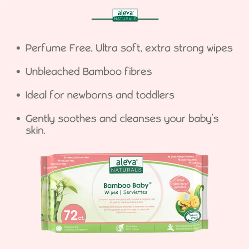 Lingettes en bambou peau sensible pour bébé d'Aleva Naturals - 432 lingettes