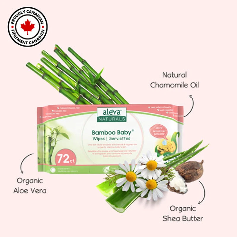Lingettes en bambou peau sensible pour bébé d'Aleva Naturals - 432 lingettes