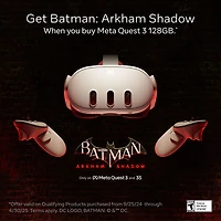Casque de réalité virtuelle de 128 Go Quest 3 de Meta avec manettes Touch Plus et Batman : Arkham Shadow