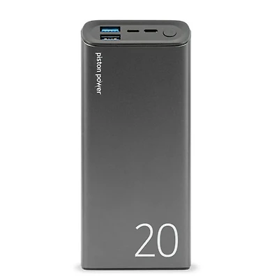 Chargeur portable USB-A/USB-C de 20 000 mAh Piston Power de LOGiiX - Gris