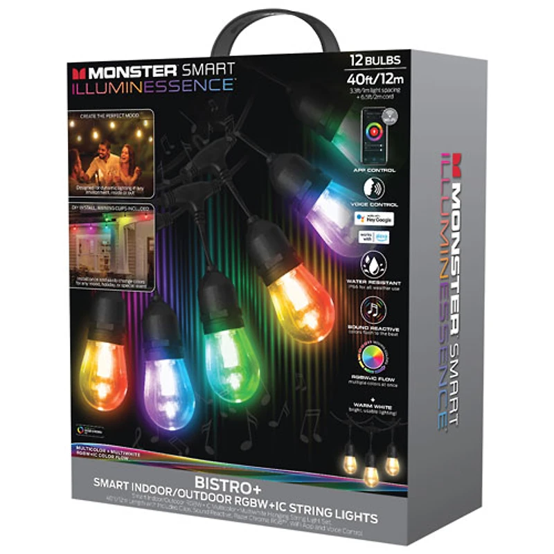 Guirlande DEL de patio IC RGBW+ BISTRO+ Monster Smart Illuminessence - 12 ampoules